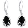Eusense Orecchini Pendenti in Argento 925 con Onice Nero e Lavorazione a Filigrana Gioielli Eleganti a Goccia, Regalo per Donna
