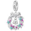 Kerraom Charm Natale en Argent 925 pour Femme Bracelets Collier Charms Pendente Ghirlanda e Campanella per Braccialetti Argento 925 Natale Charms Bead