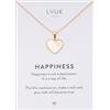 LUUK LIFESTYLE Collana con ciondolo Cuore di perla e acciaio inossidabile (50 cm), con carta HAPPINESS, idea regali donna, lei, compleanno, portafortuna, gioielli elegante, amore, oro