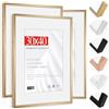 HIMEETIME® 3x Cornice per foto,30x40 cm,Alluminio spazzolato dorata champagne,Passepartout 20x20cm,Cornice 30x40 Grande per Foto Disegni Solo per Espositore a Parete