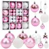 Aurasky Palline di Natale Rosa Bianco, 44 Pezzi Decorazioni Albero di Natale, Palline Albero Natale, Addobbi Natalizi per Albero, Palle e Stelle dell'Albero di Natale, Appendere Addobbi Natalizi