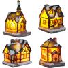 TaimeiMao Villaggio Natalizio, 4 Pezzi Casette In Miniatura Natale | Villaggio di Natale Decorazione, Funziona a Batteria, per Decorazione diNatale, LED Villaggio Natalizio con Luci