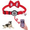 THAIN Collare per gatti personalizzato con campana e papillon breakaway QR Code nome smart ID tag a sgancio rapido morbido e confortevole collare per gatti e gattini (rosso)