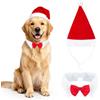 MELLIEX 2 Pezzi Costume di Natale per Animali Domestici, Natalizio Costumi Cappello da Babbo Natale e Papillon Regolabile per Cane Gatto（46cm)
