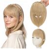 S-noilite Fascia per capelli con frangia, parrucche con frangia frontale, toupet con capelli sintetici intrecciati e frangia, extension per capelli,Biondo Cenere
