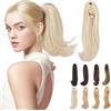 Elailite Extension Coda Capelli Lisci Coda Finta di Cavallo con Pinza Biondo Platino Quick-clip Ponytail Punte Ondulate 30cm 80g