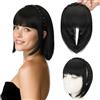 S-noilite Fascia per capelli con frangia, parrucche con frangia frontale, toupet con capelli sintetici intrecciati e frangia, extension per capelli,Nero Naturale