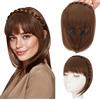 S-noilite Fascia per capelli con frangia, parrucche con frangia frontale, toupet con capelli sintetici intrecciati e frangia, extension per capelli,Castano Chiaro