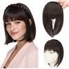 S-noilite Fascia per capelli con frangia, parrucche con frangia frontale, toupet con capelli sintetici intrecciati e frangia, extension per capelli,Castano Ramato