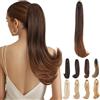 Elailite Extension Coda Capelli Lisci Coda Finta di Cavallo con Pinza Marrone Medio/Castano Rossiccio Chiaro Quick-clip Ponytail Punte Ondulate 50cm 110g