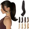 Elailite Extension Coda Capelli Lisci Coda Finta di Cavallo con Pinza Nero Naturale Quick-clip Ponytail Punte Ondulate 40cm 100g
