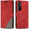 SONWO Cover per Xiaomi Mi Note 10 Lite Custodia, Flip Caso in PU Pelle Case Cover Premium Portafoglio Custodia per Xiaomi Mi Note 10 Lite, Supporto Stand, Slot per Schede, Rosso