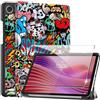 CAUHENYEE Custodia per Lenovo Tab One 8.7 Cover, Set Protettivo Tablet con 1 Proteggi Schermo, Funzione Supporto Verticale, Cover Protettiva per Lenovo Tab One 8.7 - Graffiti