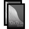 Americanflat Cornice Foto 10x15 cm Nere - Set di 2 Cornici 10x15 cm da Tavolo con Bordo Sottile e Vetro Resistente agli Urti - Portafoto con Ganci e Cavalletto Integrati per Pareti e Ripiani