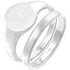 Kuzzoi Anello da uomo con sigillo (12 mm) e anello classico (3 mm) in argento Sterling 925, 2 anelli in argento massiccio per uomo, colore: argento