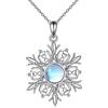 AXELUNA Fiocco di neve a forma di stella di luna, ciondolo a forma di fiocco di neve in argento Sterling 925 con pietra di luna, gioiello invernale mistico per donne, ideale come regalo di Natale o di