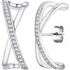 Focalook Orecchini argento 925 donna a forma X con zirconia orecchini donna X regalo orecchini donna argento 925 per mamma donna ragazza