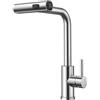 FORIOUS Cascata Rubinetto Lavello Cucina, Alta Pressione Miscelatore Cucina con Doccetta Estraibile, Acciaio Inox Girevole a 360°con 3 Modalità Di Spruzzo