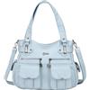 KL928 Borse a Mano, a Spalla PU Morbida Pelle Donna Borsa a Tracolla, Cinturine per Zaino di Grande Capacità e più Tasche, adatto per Donne e Ragazze, Blu Chiaro