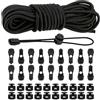 JRSHIRLEYLTD 10 m, filo elastico in gomma nero, 3 mm, elastico rotondo, corda di gomma con 40 fermacorda, 30 fermacorda, 2 fori