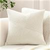 Sungeek 1 Pezzi Federe Cuscini 40x40 in Morbido Velluto a Coste, Fodere per Cuscini Decorativi con Motivo a Strisce e Patchwork Pinwheel Copricuscini Cuscino per Divano Letto Soggiorno, Bianco Crema