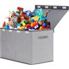 ELUCHANG Scatole Portaoggetti per Bambini，Contenitore Porta Giochi con Coperchio，81 L Porta Giochi Bambini Contenitori Pieghevole per Giocattoli, Vestiti, Guardaroba, Libri, Grigio