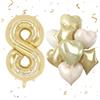 EWODEIEW Palloncino 8° compleanno, decorazione oro di compleanno 8 anni con palloncino gigante in pellicola 8 color crema oro cuore stella palloncini in pellicola per 8° compleanno ragazzo ragazza decorazione