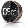 TLTWHS Timer da cucina digitale magnetico ricaricabile con grande schermo LED, allarme forte, 3 impostazioni predefinite (5/15/25 min), 3 livelli di volume, ideale per cucina, fitness e ufficio (Marrone)