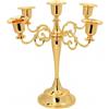 QWORK® Candelabro Decorativo 5 Bracci in Oro, 27 cm, Candeliere Nozze in Lega di Zinco Placcato