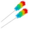 COM-FOUR® 2x piumino con manico telescopico - tergicristallo extra lungo ed estensibile - scope a ragnatela in colori vivaci - 85-122 cm (02 pezzi - arcobaleno)