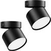 Klighten 2 Pezzi Faretti da Soffitto Orientabili, Attacco GX53, Faretto da Cilindro in Alluminio, Rotondo Faretto Superficie Moderna, 81 x 79 mm, Lampadina non Inclusa, Nero
