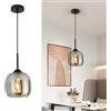 Mckalen Lampada a sospensione Moderna, Lampadario in Vetro Grigio Fumé, Filo Sospeso Regolabile, Lampadario per Cucina, Tavolo da pranzo, Camere da letto (E27, Escluse le lampadine)