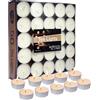 Artisoul® 50 Pezzi Lumini Candela Tealight Premium - Durata 4,5 Ore di Combustione Mini candele - Non profumate e Senza Fumo Privo di Inquinanti - Tè Luci Ceri Votivi Candele da Tè- Bianche