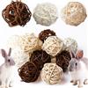 BAIFULAI 24 palline da masticare, 4 cm, coniglietti naturali, giocattoli da masticare in salice, tre colori, giocattoli in legno molare, palline da masticare per la cura dei denti, palla da fieno per conigli