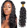 Zeslaerr 28 Inch Unprocessed Water Wave Capelli umani Extensions Double Weft 1B Natural Black Human Hair Bundle Soft and Silky Remy Hair Extension Minimal Tangle For Women