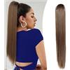 Gairyan 60cm Coda Finta Capelli Extension Lisci con Pinza Posticci per Capelli Sintetici Extension Coda Capelli Lunghi Clip Coda di Cavallo Claw Ponytail Parrucchino Naturale per Donna, Biondo cenere