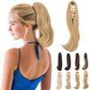 Elailite Extension Coda Capelli Lisci Coda Finta di Cavallo con Pinza Biondo Scuro/Biondo Chiaro Quick-clip Ponytail Punte Ondulate 30cm 80g