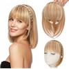 S-noilite Fascia per capelli con frangia, parrucche con frangia frontale, toupet con capelli sintetici intrecciati e frangia, extension per capelli,Biondo Scuro Biondo Decolorato