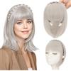 S-noilite Fascia per capelli con frangia, parrucche con frangia frontale, toupet con capelli sintetici intrecciati e frangia, extension per capelli,Grigio Argento