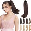 Elailite Extension Coda Capelli Lisci Coda Finta di Cavallo con Pinza Nero Naturale/Castano Rossiccio Scuro Quick-clip Ponytail Punte Ondulate 30cm 80g