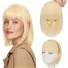 S-noilite Fascia per capelli con frangia, parrucche con frangia frontale, toupet con capelli sintetici intrecciati e frangia, extension per capelli,Biondo Decolorato