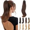 Elailite Extension Coda Capelli Lisci Coda Finta di Cavallo con Pinza Marrone Medio/Castano Rossiccio Chiaro Quick-clip Ponytail Punte Ondulate 40cm 100g
