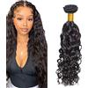Zeslaerr 26 Pollici Unprocessed Water Wave Capelli umani Extensions Double Weft 1B Natural Black Human Hair Bundle Soft and Silky Remy Hair Extension Minimal Tangle For Women