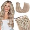 Elailite Extension Capelli Veri Clip Biondo Miele/Biondo Chiarissimo 8 Fasce Singole 100% Remy Human Hair Naturali Lisci 25cm 50g Colore Nuovo 2025