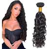 Zeslaerr 30 Pollici Unprocessed Water Wave Capelli umani Extensions Double Weft 1B Natural Black Human Hair Bundle Soft and Silky Remy Hair Extension Minimal Tangle For Women