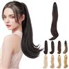 Elailite Extension Coda Capelli Lisci Coda Finta di Cavallo con Pinza Marrone Scuro Quick-clip Ponytail Punte Ondulate 50cm 110g