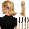 Elailite Extension Coda Capelli Lisci Coda Finta di Cavallo con Pinza Biondo Dorato/Biondo Chiaro Quick-clip Ponytail Punte Ondulate 30cm 80g