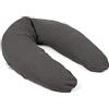 Doomoo Basics - Cuscino per gravidanza Big Tetra Grey, multiuso, grande cuscino per allattamento e maternità, per dormire, allattare e rilassarsi, riempito di microsfere con fodera lavabile