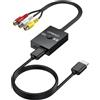 AUTOUTLET Adattatore AV a HDMI Supporto Conversione 16:9/4:3,Composito CVBS Convertitore AV a HDMI 1080P/720P con Cavo HDMI Rimovibile da 50 cm,PAL/NTSC,per Wii/PS1/PS2/N64/Xbox/DVD/VCR/VHS
