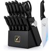 imarku Ceppi portacoltelli, 14 Pezzi Set di coltelli da cucina Professionali, Giapponesi in Acciaio Inossidabile Con Affilatore e Ceppo per Coltelli, Impugnatura Ergonomica Antiscivolo